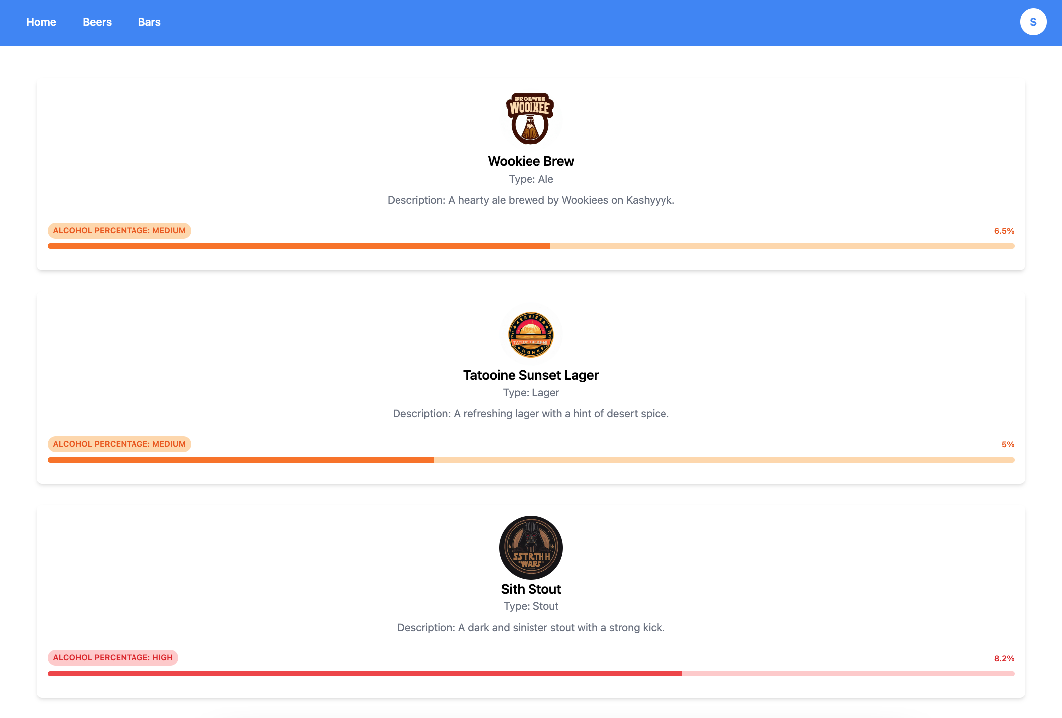 Beers page